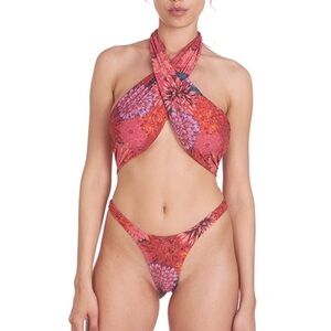 Free People Reina Olga Floral Showpony One-piece Swimsuit‎ Pink Sz S